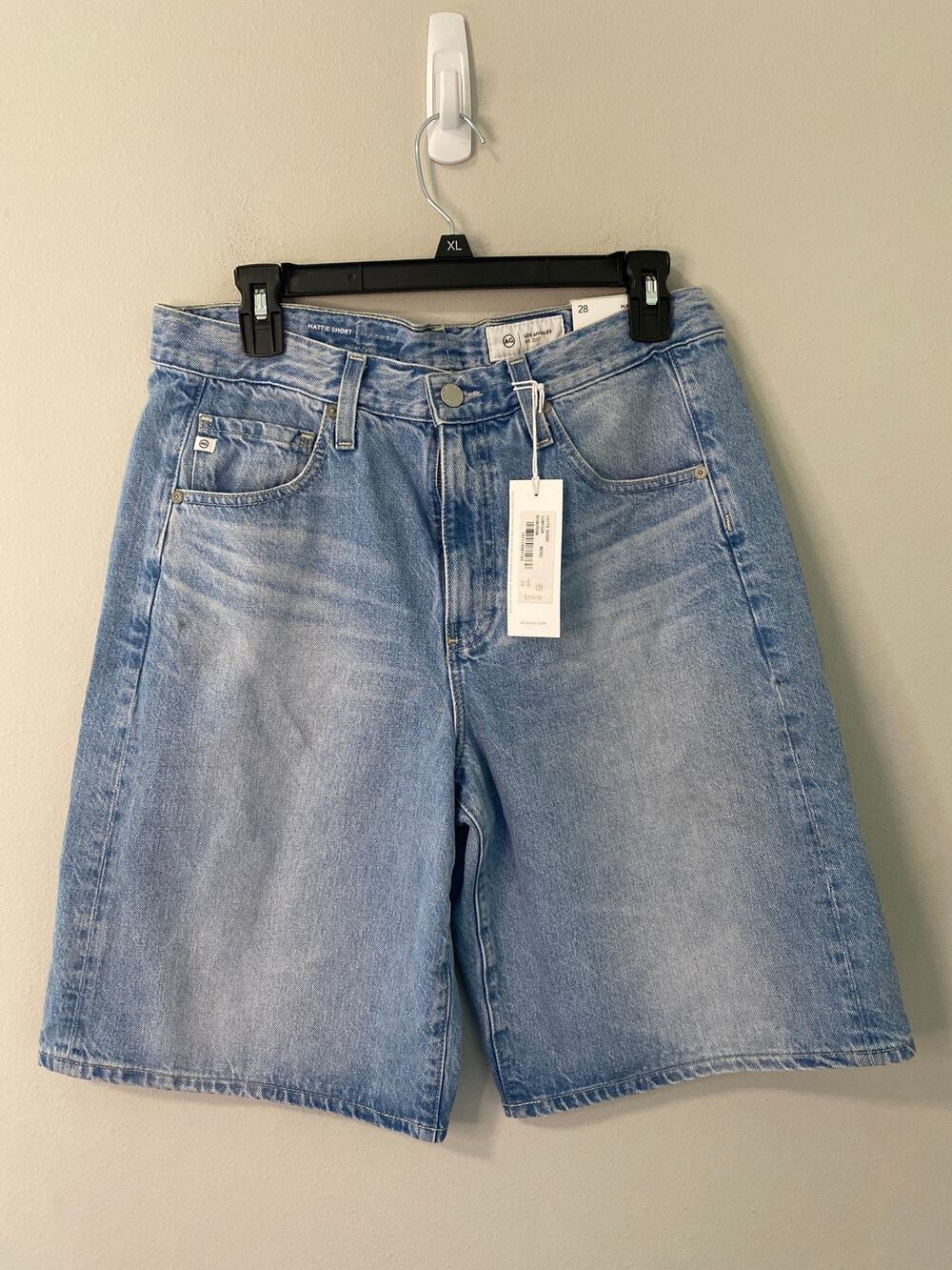 New AG Jeans Hattie High Rise Bermuda Denim Shorts Size 28